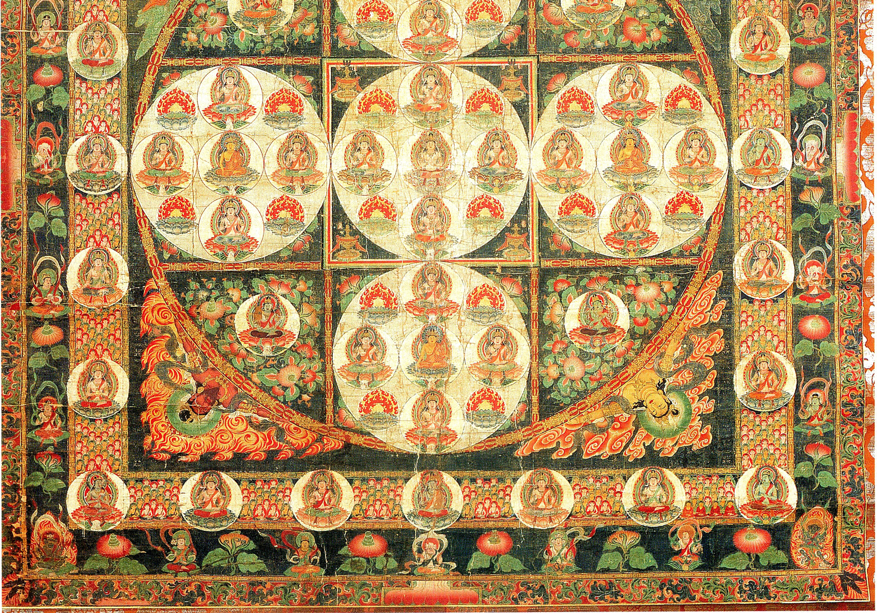 buddhist mandala, photography provieded by Wikipedia Commons: https://commons.wikimedia.org/wiki/File:Kongokai_81son_mandala.jpg
