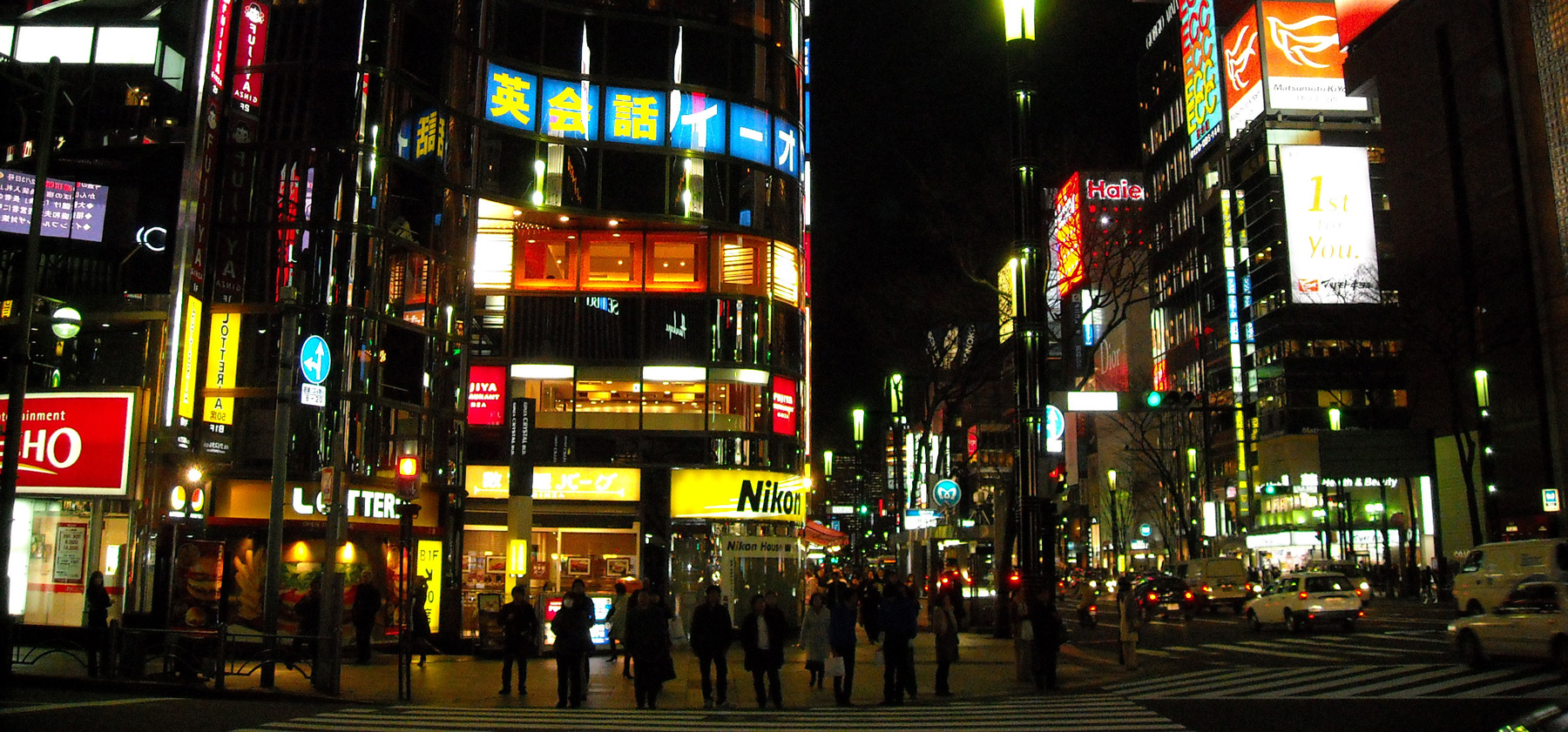 tokyo night scene, photograph of author